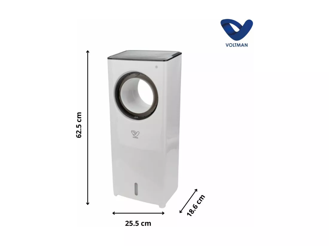 Rafraîchisseur d'air 4en1 humidificateur et purificateur - 80W - Blanc - réservoir 2L - Voltman