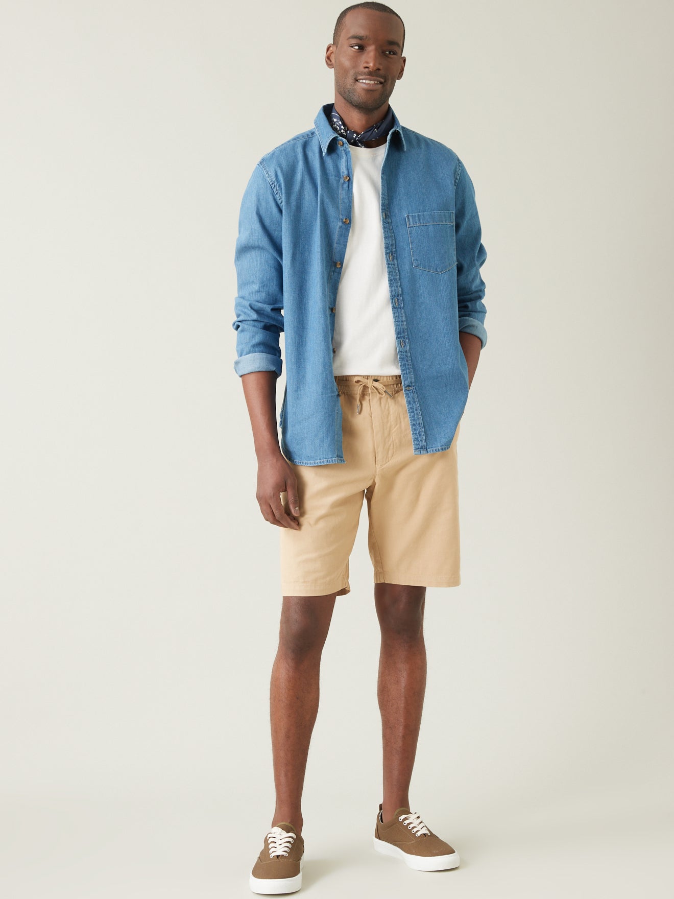 Bermuda taille élastiquée homme coton et lin