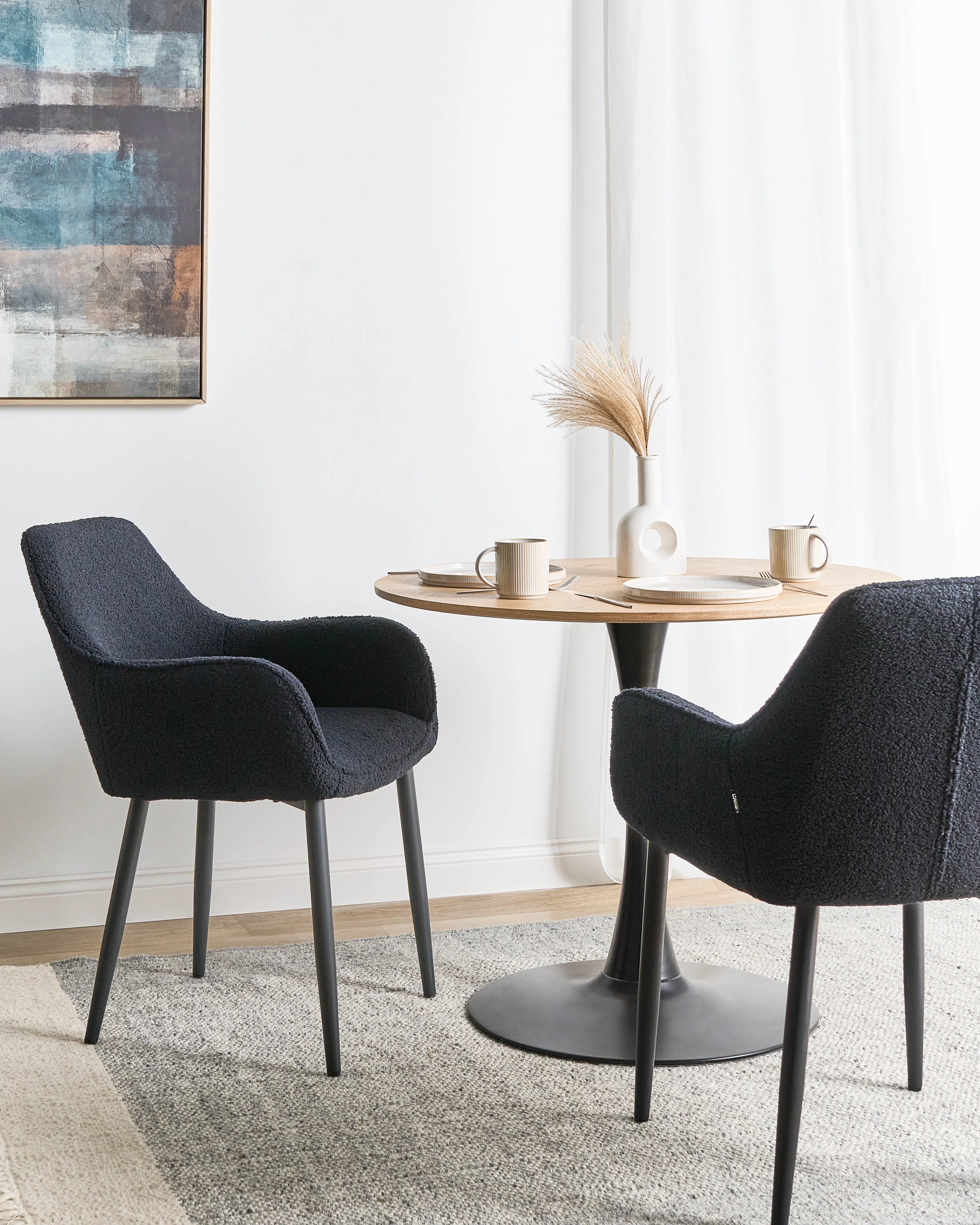 Set van 2 eetkamerstoelen ALDEN Bouclé Zwart