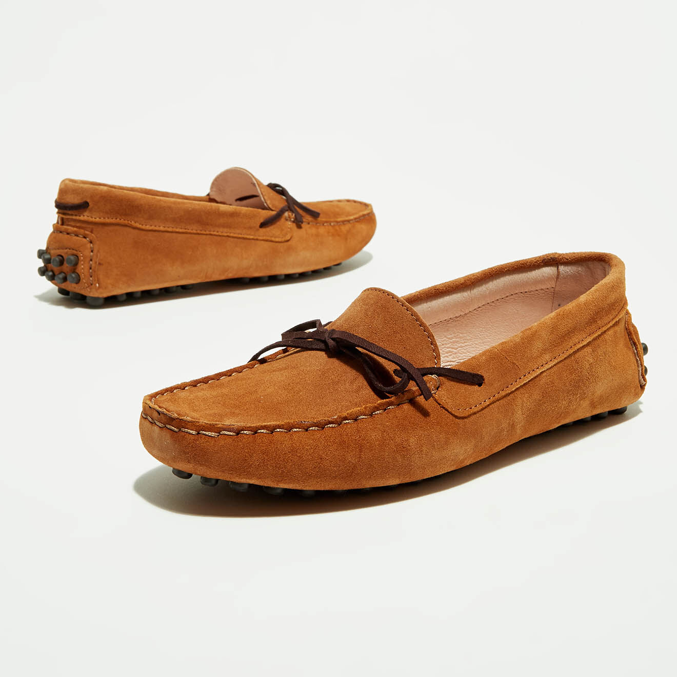 Flavio Création Mocassins en Velours de Cuir Mariela cognac