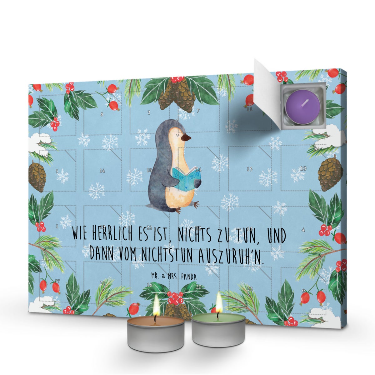 Mr. & Mrs. Panda Geurkaars Adventskalender Pinguïnboek - Pastelblauw