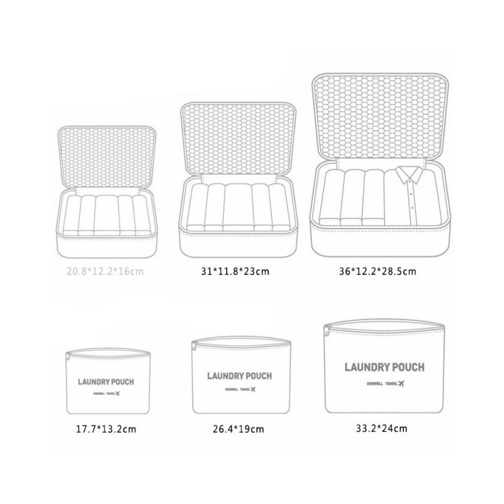 6in1 Spritzwasserfester Koffer Organizer Reise Gepäck Kompressions Kleidertaschen Set - Dunkelblau