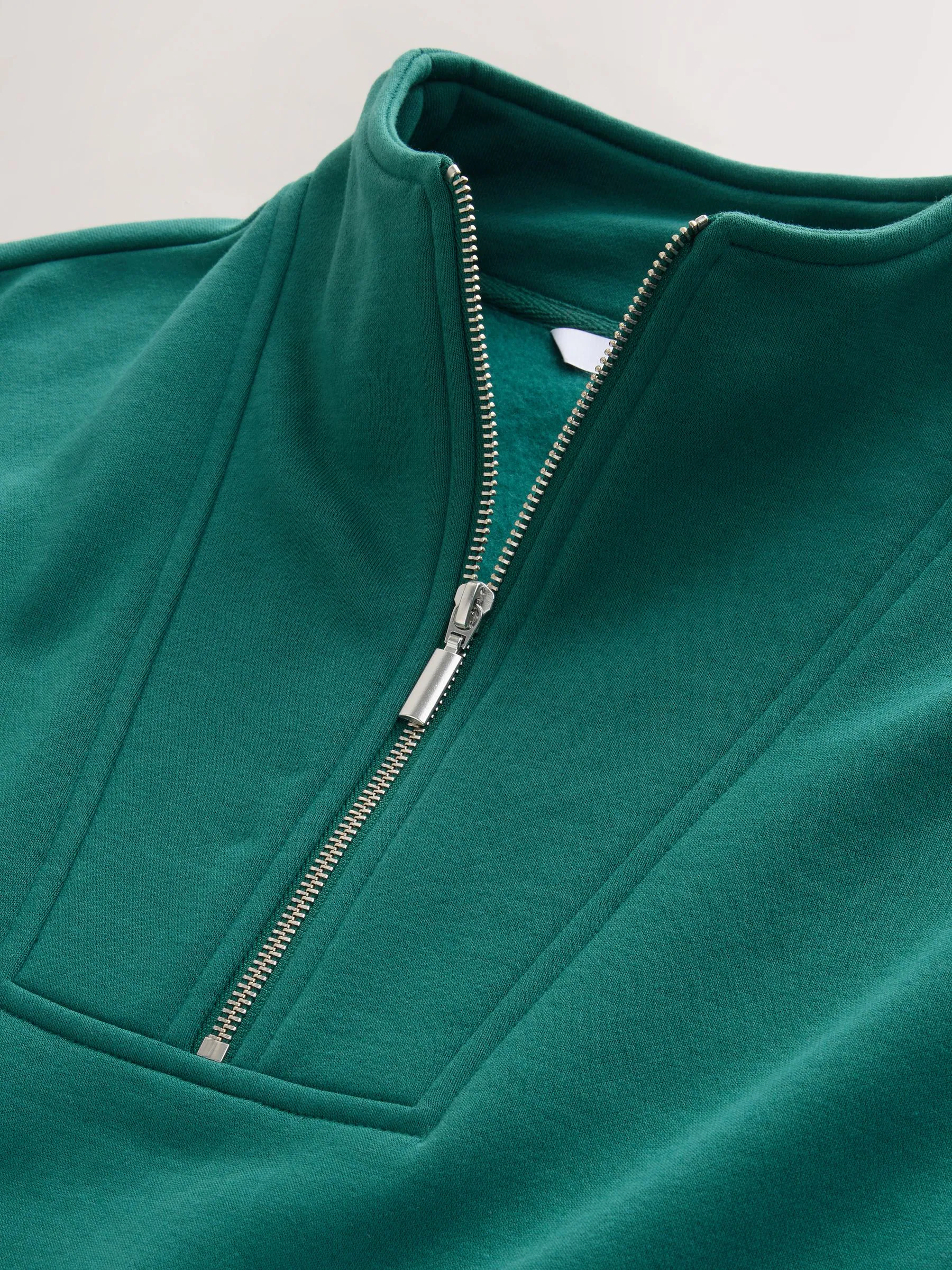 Blauwgroen - Relaxed fit sweatshirt van zware katoenrijke jersey met ritssluiting bij de hals