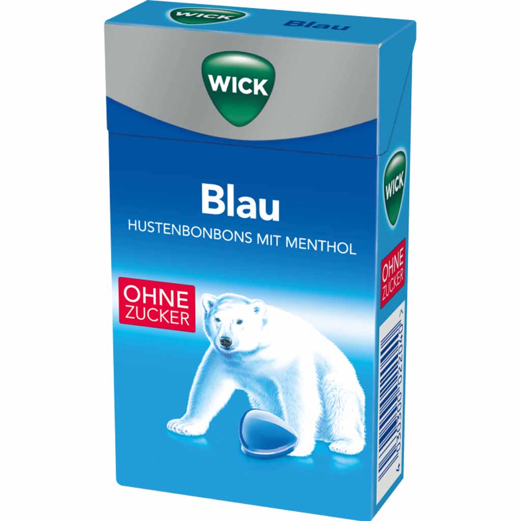 Wick Hustenbonbon Blau ohne Zucker 46g MHD:30.9.27