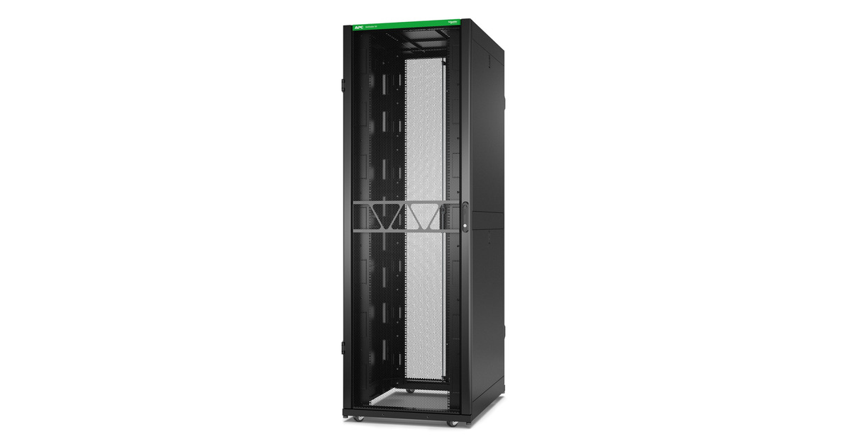 APCNetShelter SX Gen 2 AR3157B2, 48U server rack  (Zwart/groen, 75(b) x 225,8(h) x 107(d) cm, met zijkanten)