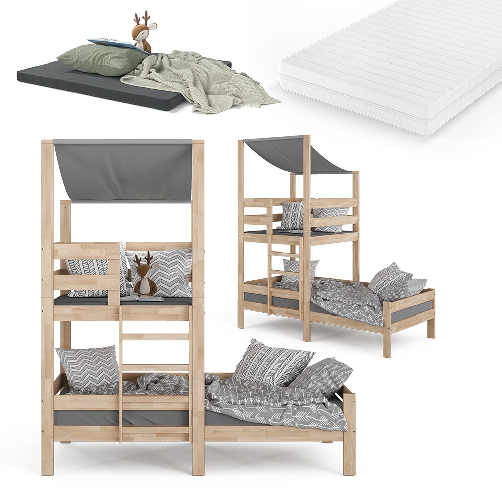VitaliSpa Kinderbett Tom 90x200cm mit 2 Matratzen Spielbett Jugendbett Spielturm