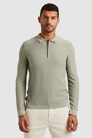 Cast Iron Long Sleeve Half Zip Poloshirt Structuur Lichtgroen CPS2502820-6169 kopen