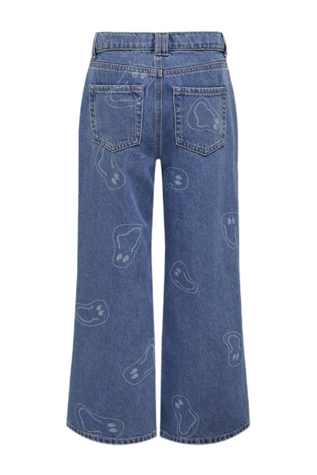 ONLY wide leg jeans KOGMEGAN met all over print medium blue denim