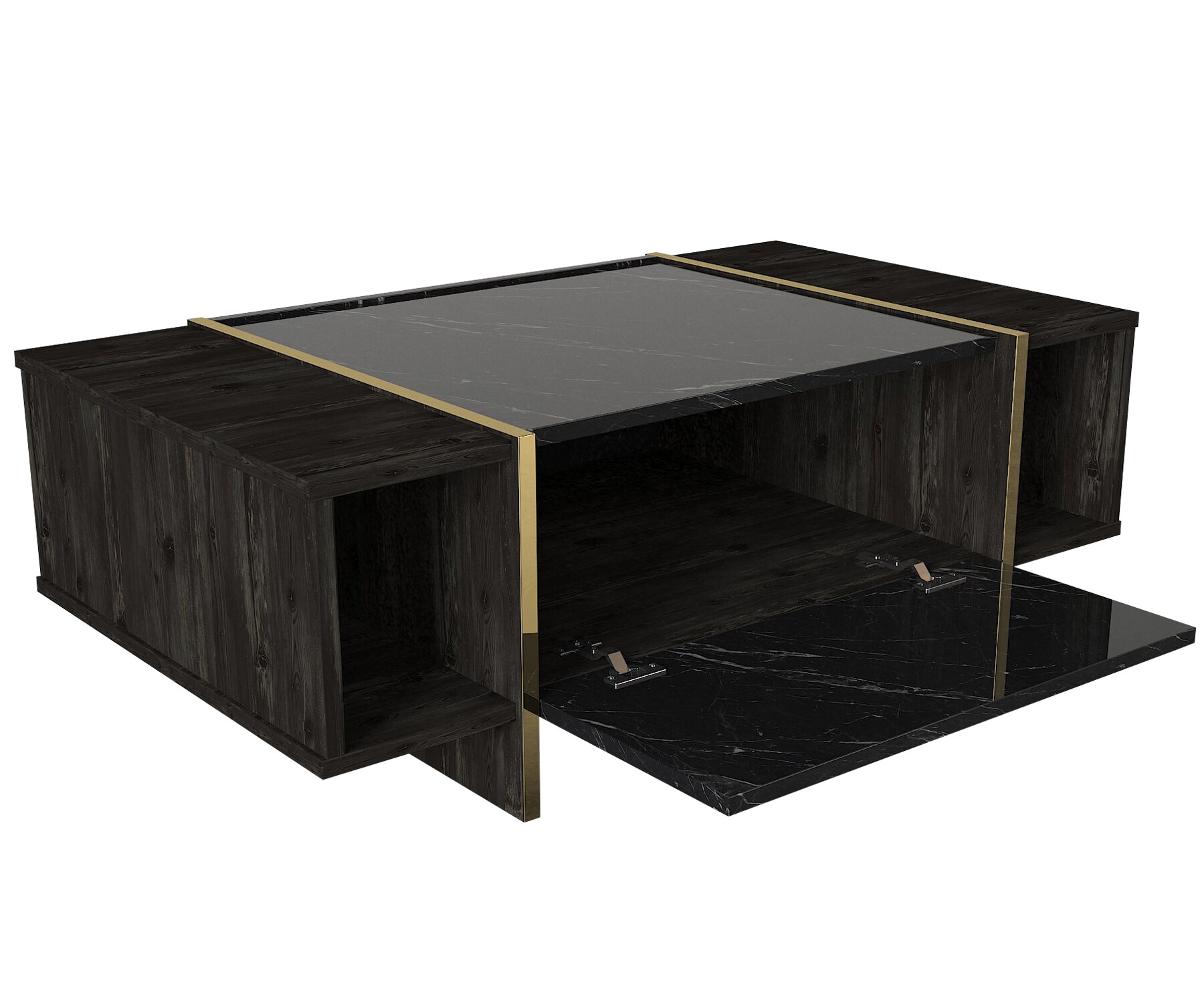 Couchtisch Veyron Rebab Braun Dunkelgrau ( Marmor Optik )