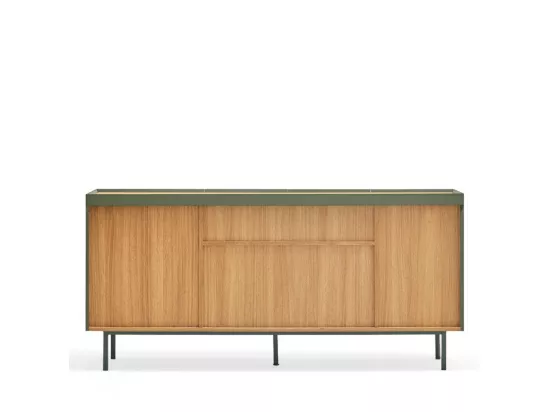 Arista - Buffet en bois 4 portes 3 tiroirs L165cm : Couleur - Vert amande