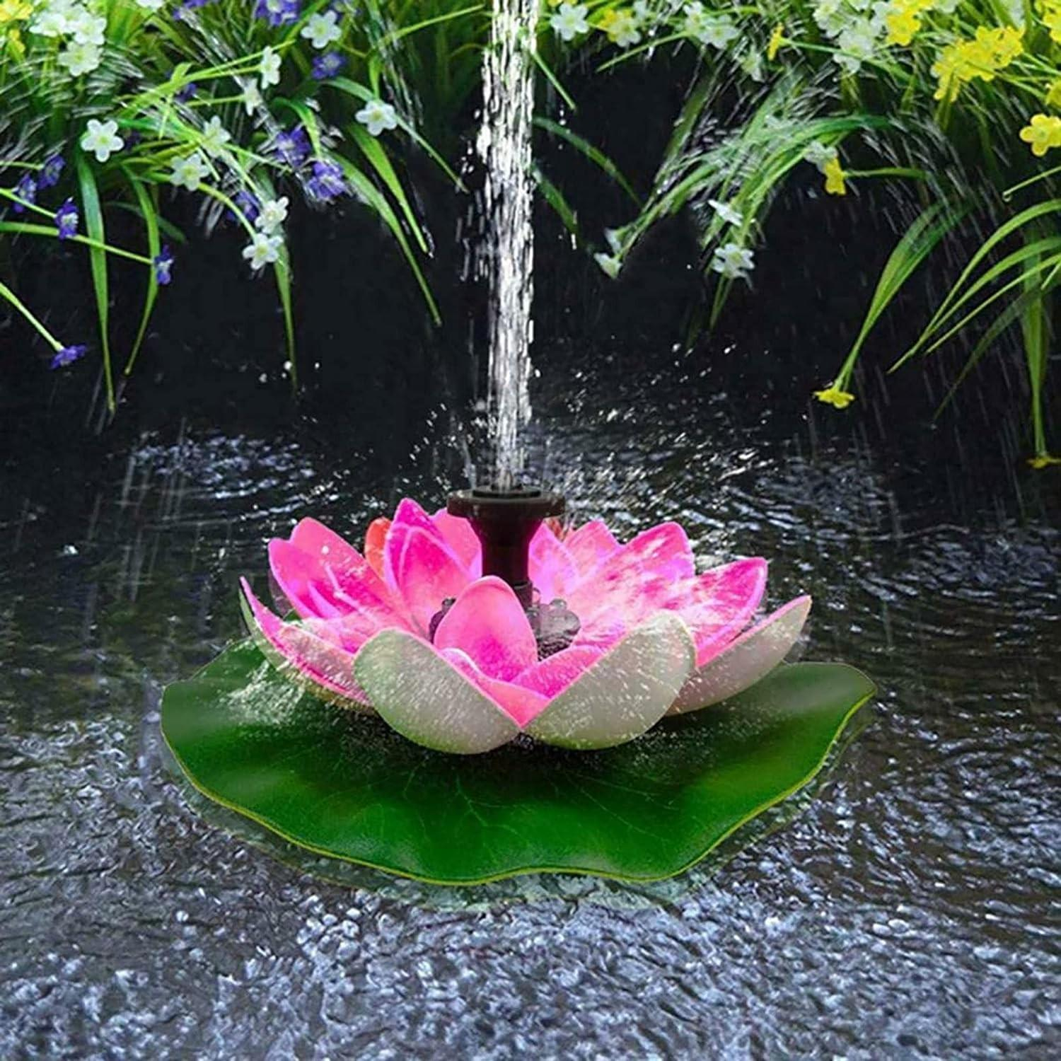 (Ø17.5cm) Schwimmende Solar Seerose Springbrunnen Deko Gartenteich Fontäne - Pink