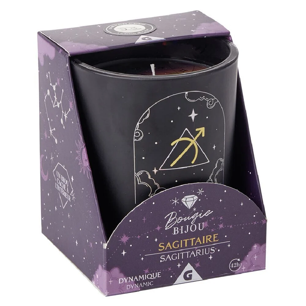 Bougie bijou argenté signe astro Sagittaire senteur fleur d'oranger 36H