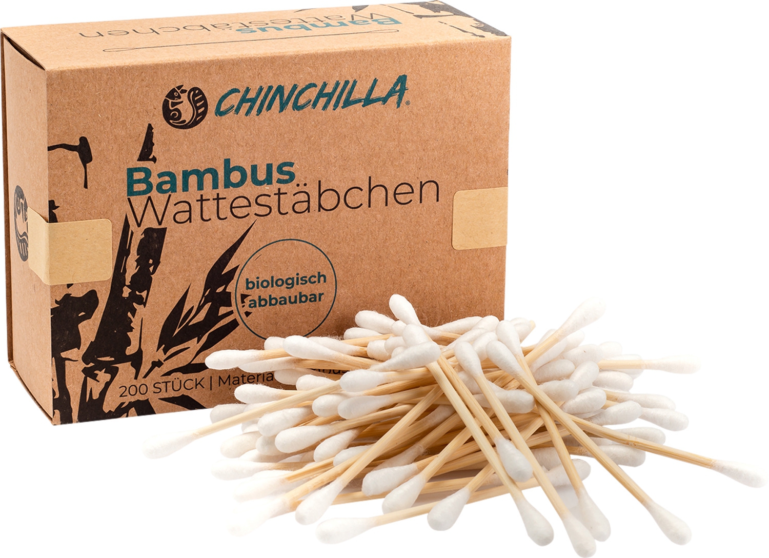 Chinchilla Wattestäbchen aus Bambus plastikfrei 800 Stück