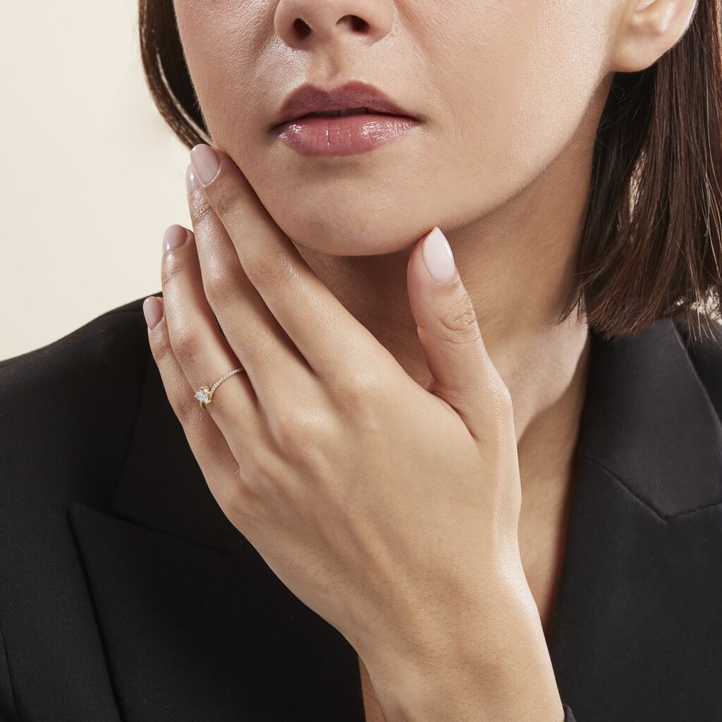 Bague Solitaire Or Jaune Sabeen Oxyde De Zirconium