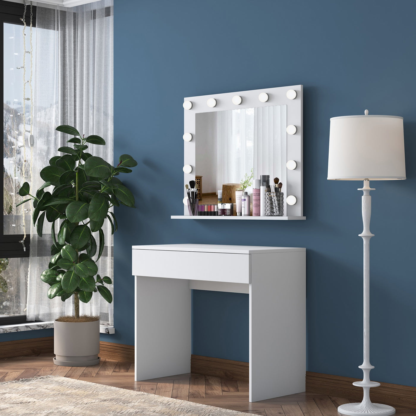 Giga Meubel - Kaptafel - Wit - 90cm - Incl. Spiegel - Bengisu