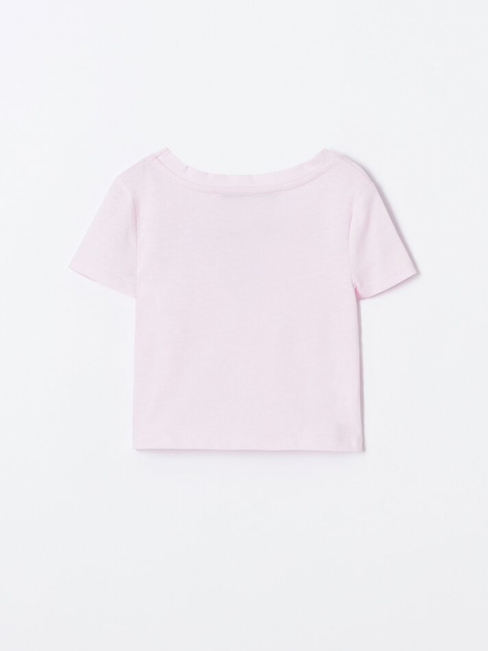 Camiseta com estampa de pedrinhas - Rosa Lavado