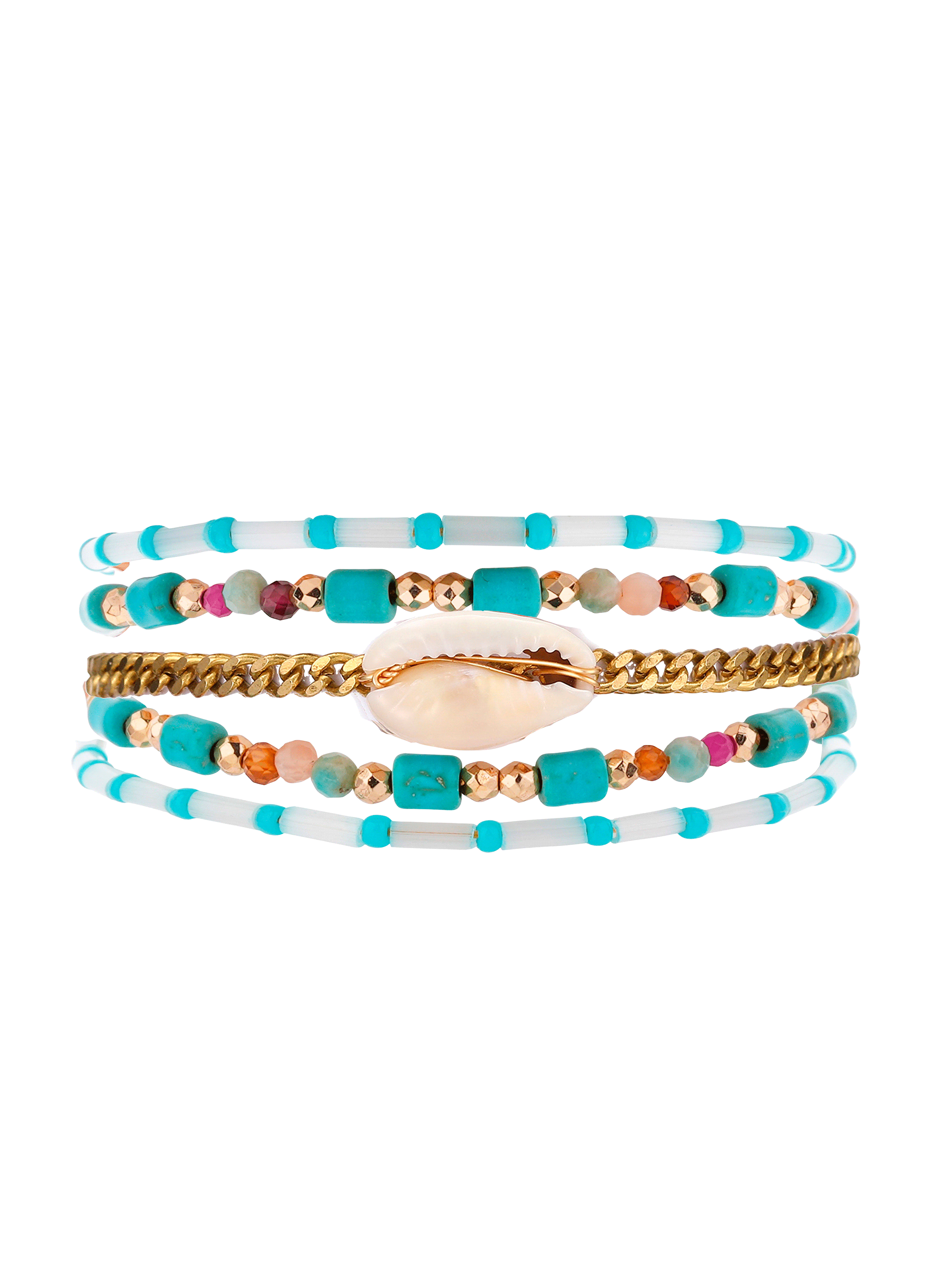 NUSA - Bracelet multiliens avec fermoir aimanté en perles | Bleu