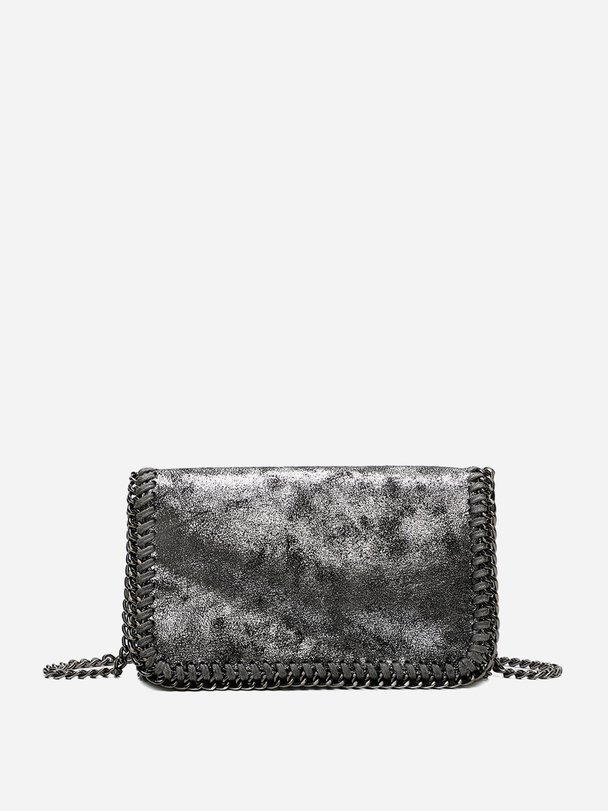 Pochette texturée à maillons- Argenté