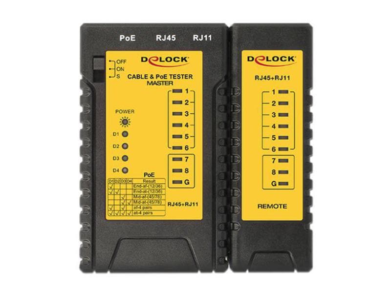 Delock LAN-Tester Master PoE/RJ11/RJ45 Netzwerktester für RJ45 / RJ12 / PoE