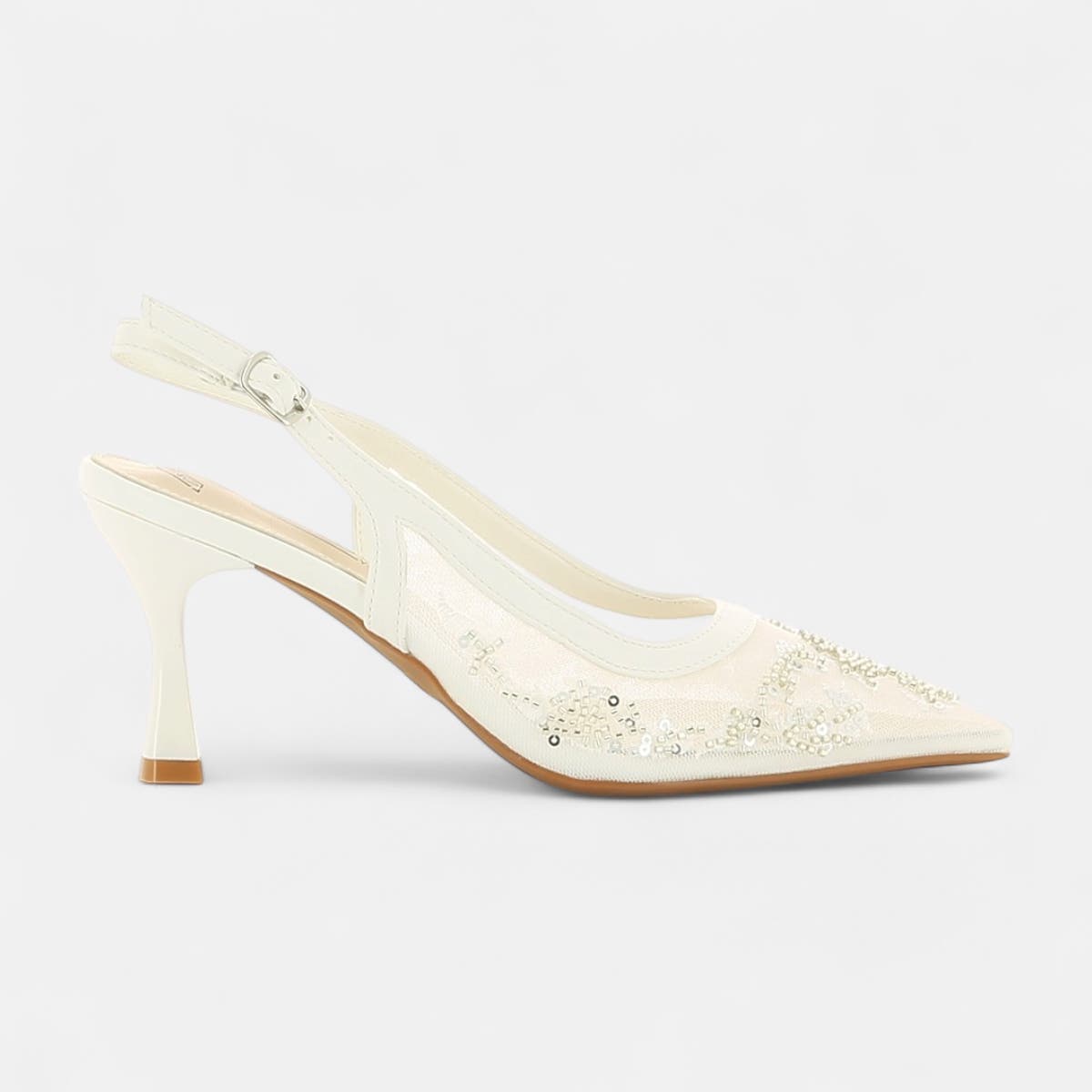 Escarpins avec bride arrière à talon Femme blanc