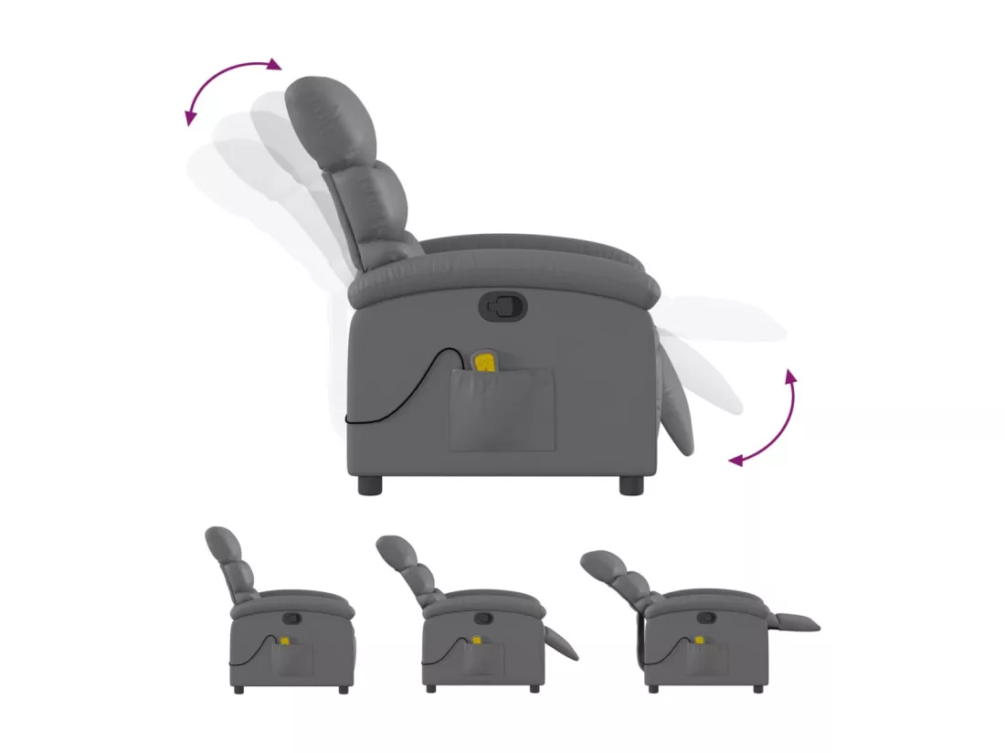 Fauteuil de massage inclinable Gris Similicuir