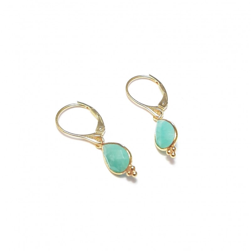 Boucles D'Oreilles Gaïa Amazonite Argent 925 Doré