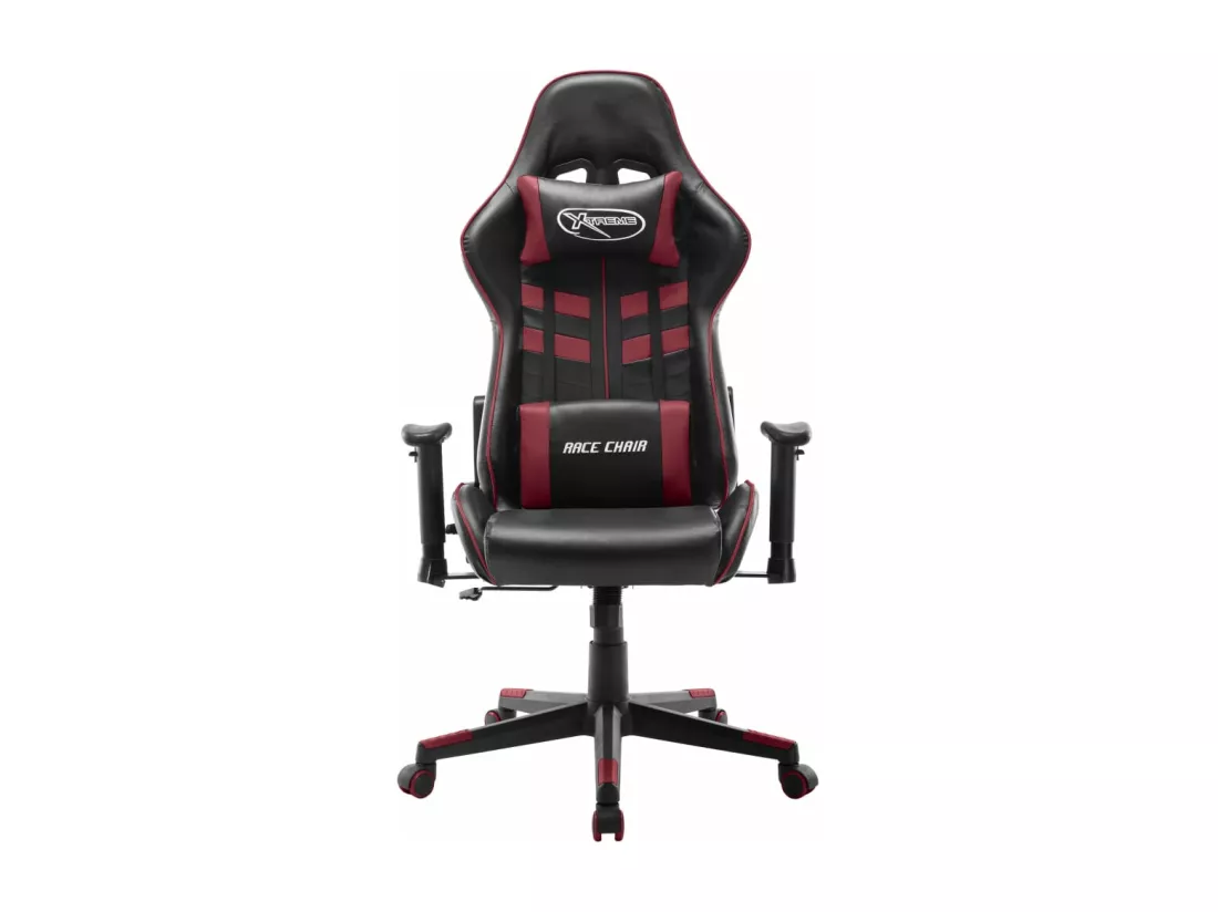 Chaise de jeu Noir et rouge bordeaux Cuir artificiel