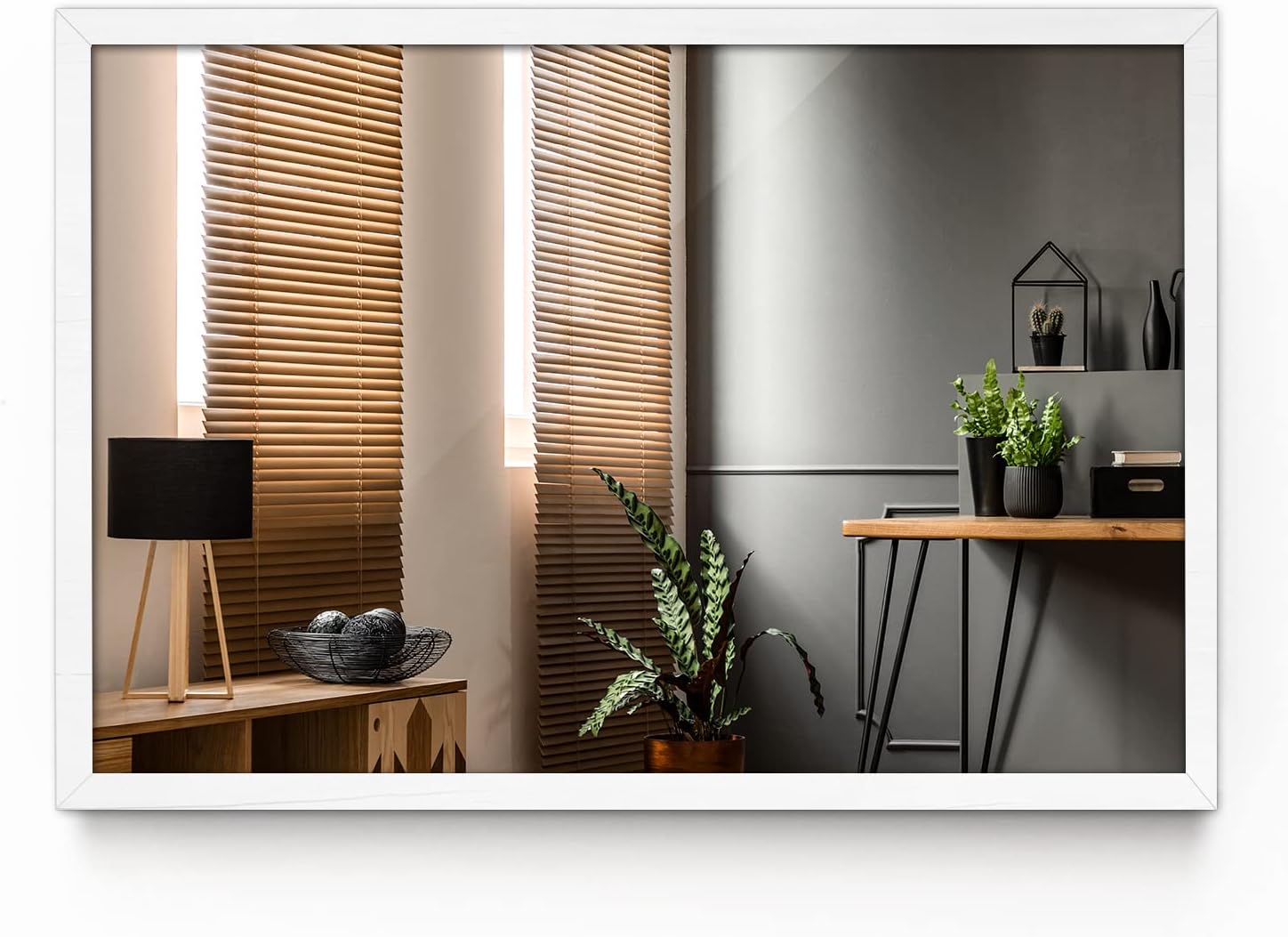 Tulup Spiegel 100x70 cm Glas Wand Mirror Wohnzimmer Weiße Rahmen Groß Badezimmer Schlafzimmer
