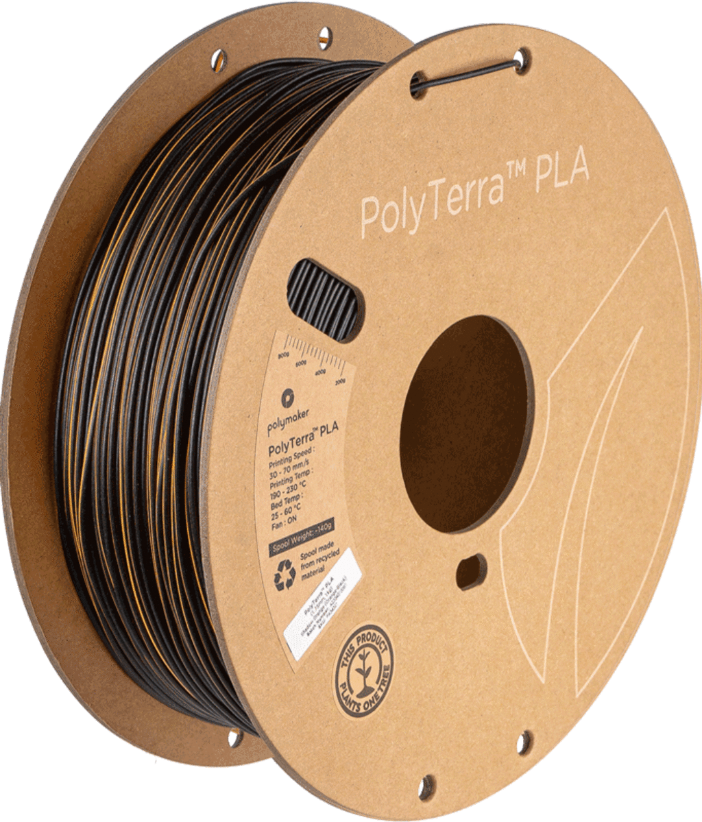 Polymaker  PolyTerra PLA Dual Shadow Orange Orange-Black, 1,75 mm / 1000 g    Umweltfreundliches, zweifarbiges PLA-Filament mit mattem Finish