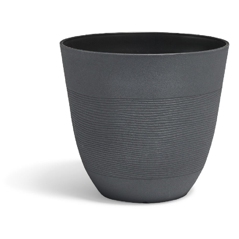 Cache pot rond gris frise ligne horizontale 12 L