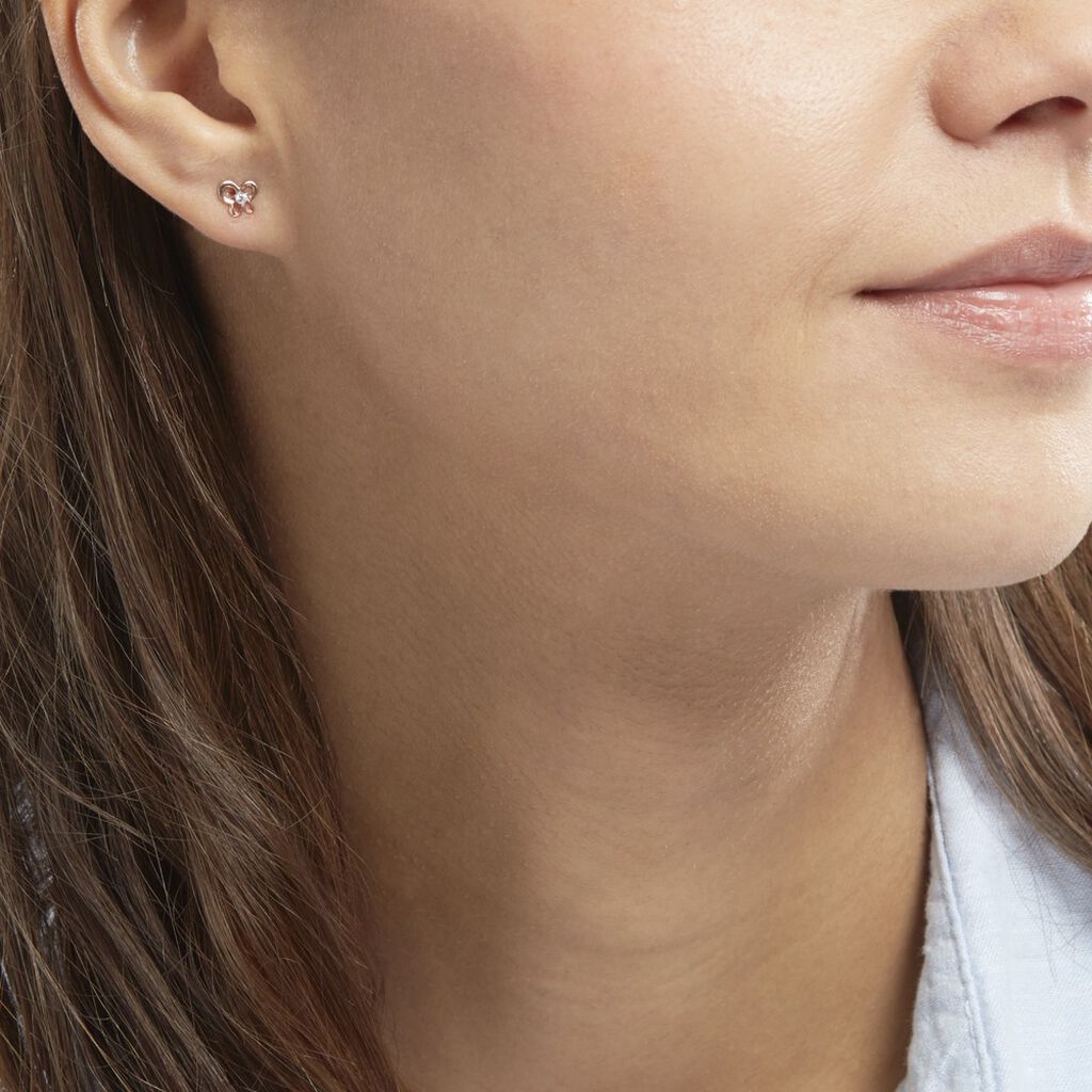 Boucles D'oreilles Puces Eleanor Fleur Or Rose Oxyde De Zirconium