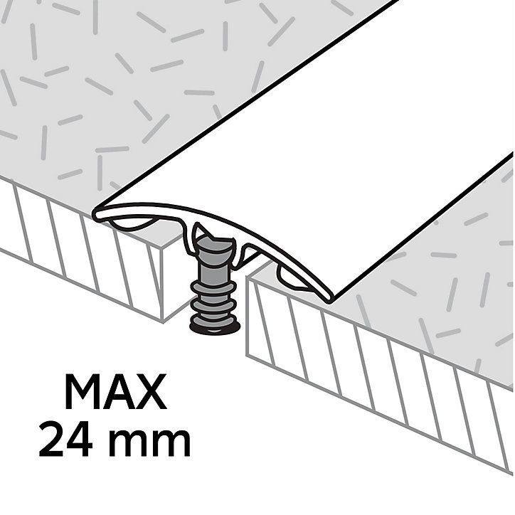 Barre de seuil incurvée en aluminium décor métal mat GoodHome 30 x 930 mm