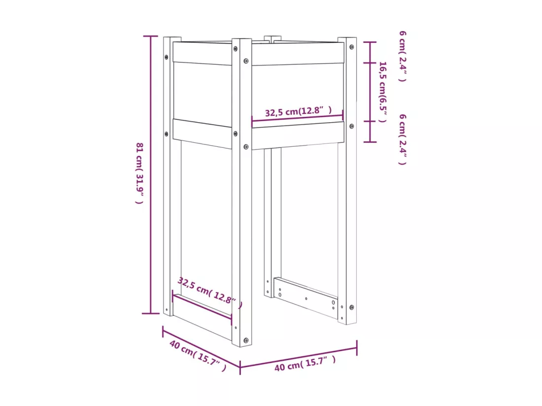 Jardinière bac lit surélevé bois marron 40 x 40 x 81 cm 02_0037591