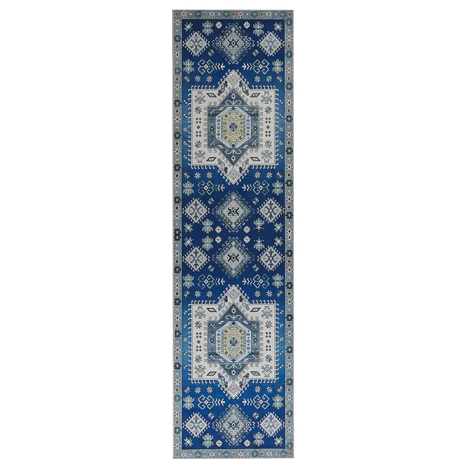 PARVAKADLI - Laagpolig vloerkleed - Blauw - 80 x 300 cm - Polyester