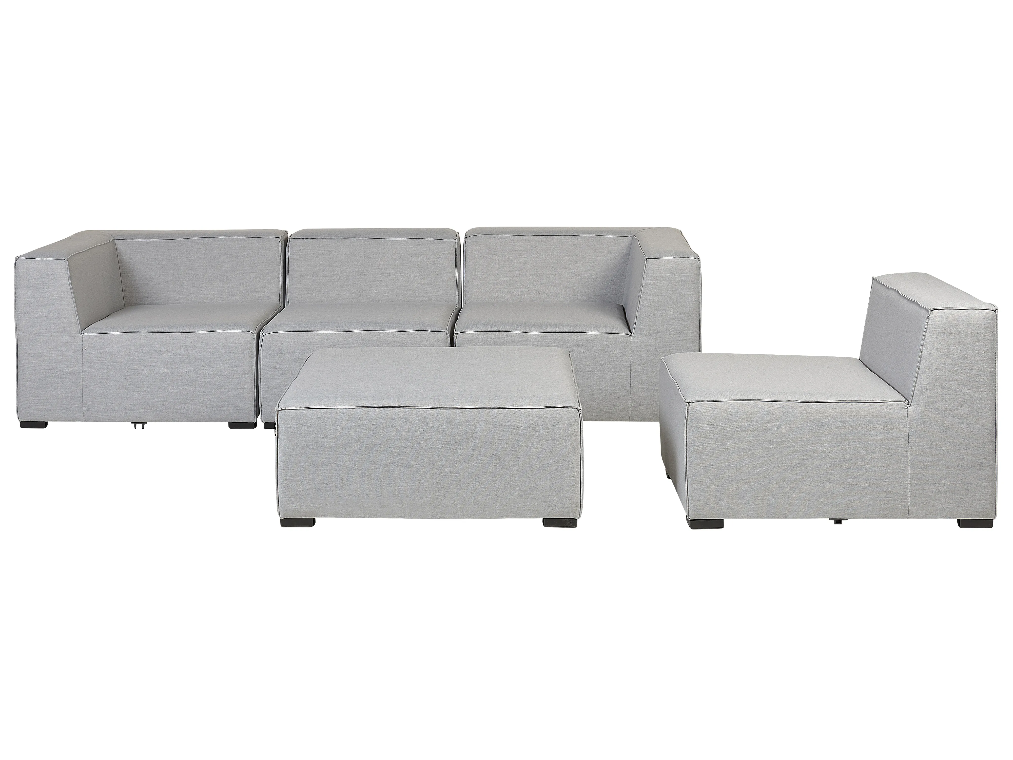 Tuin loungebank met ottomaan 4-zits AREZZO modulair Lichtgrijs