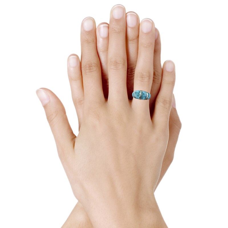 Bague Argent Rayures de Larimar