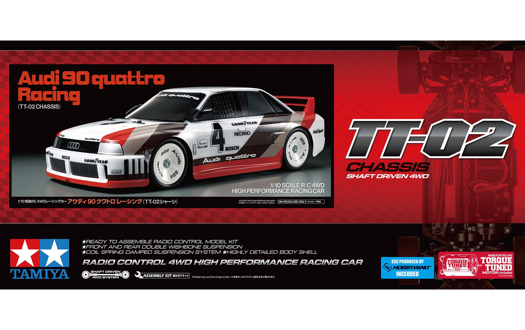 Audi 90 quattro Racing Bausatz, 1:10, 4WD, TT-02<br>Audi 90 Quattro Touring auf dem bewährten TT-02 Chassis