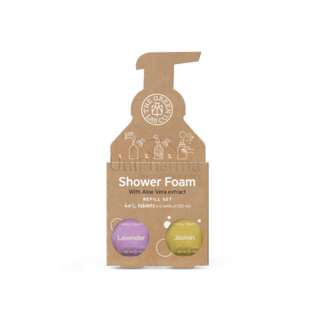 The Green Lab Co Navul Set Doucheschuim Tabletten Lavendel & Jasmijn4 stuks