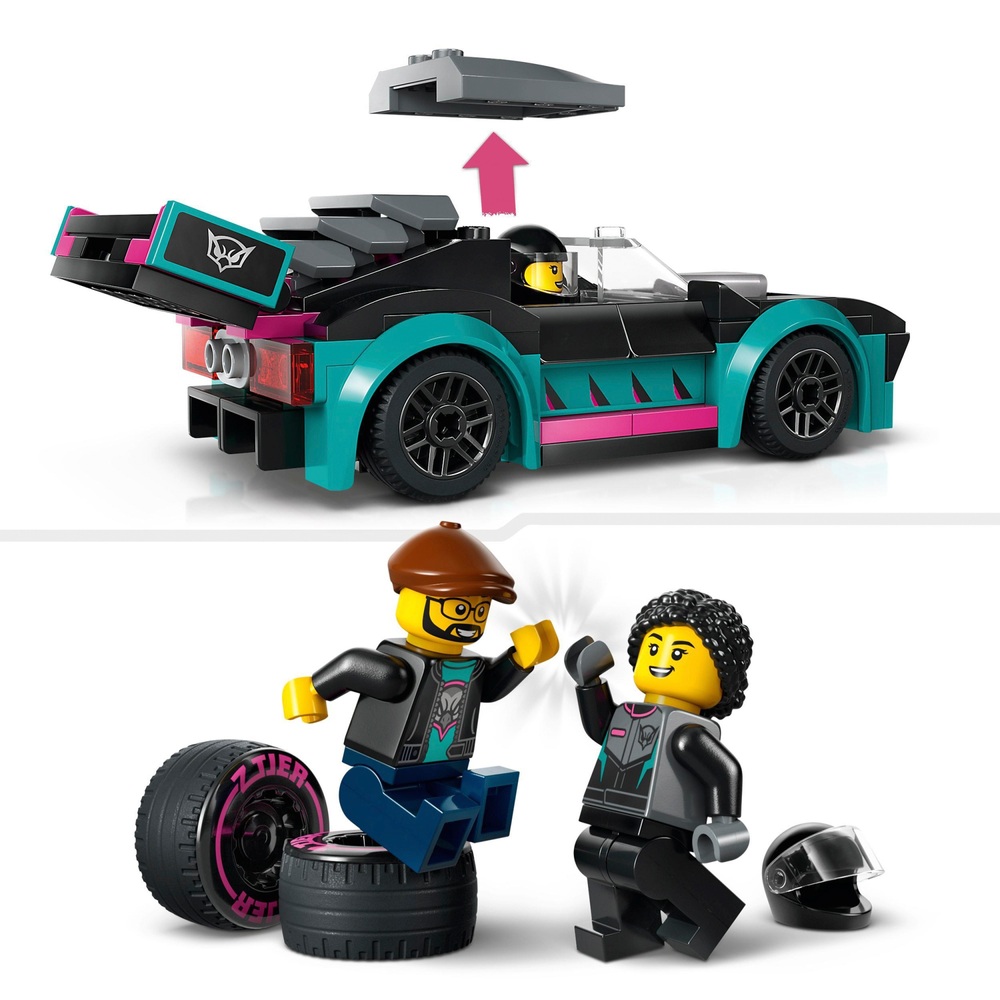 LEGO City 60406 Rennwagen- und Autotransporter-Spielset