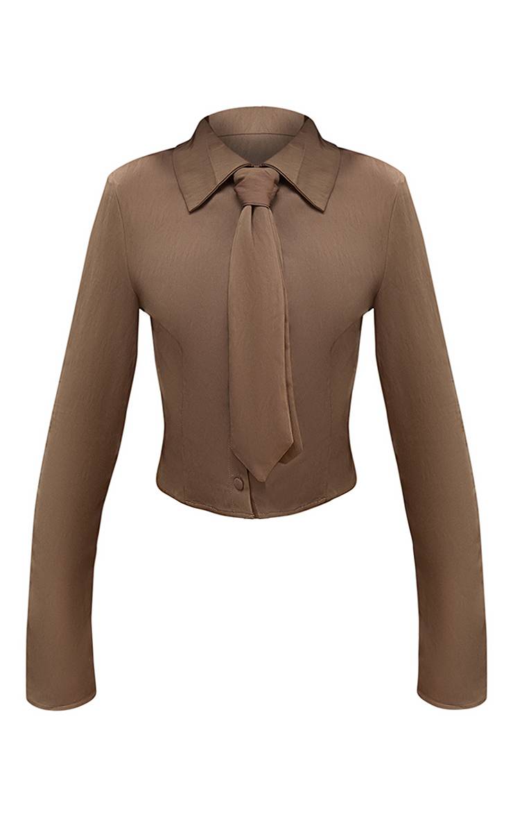 Chocolat Chemise Courte À Détail Noué