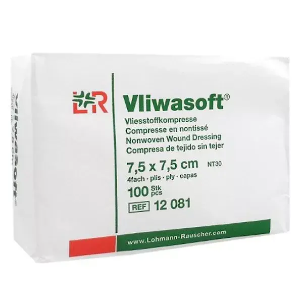 L&R Vliwasoft Non-Woven Compress 7,5x7,5cm 100 unidades