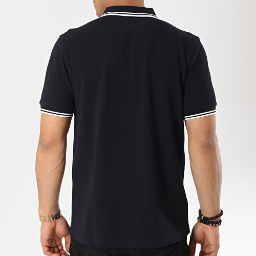 Polo Manches Courtes Twin Tipped M3600 Bleu Marine Blanc