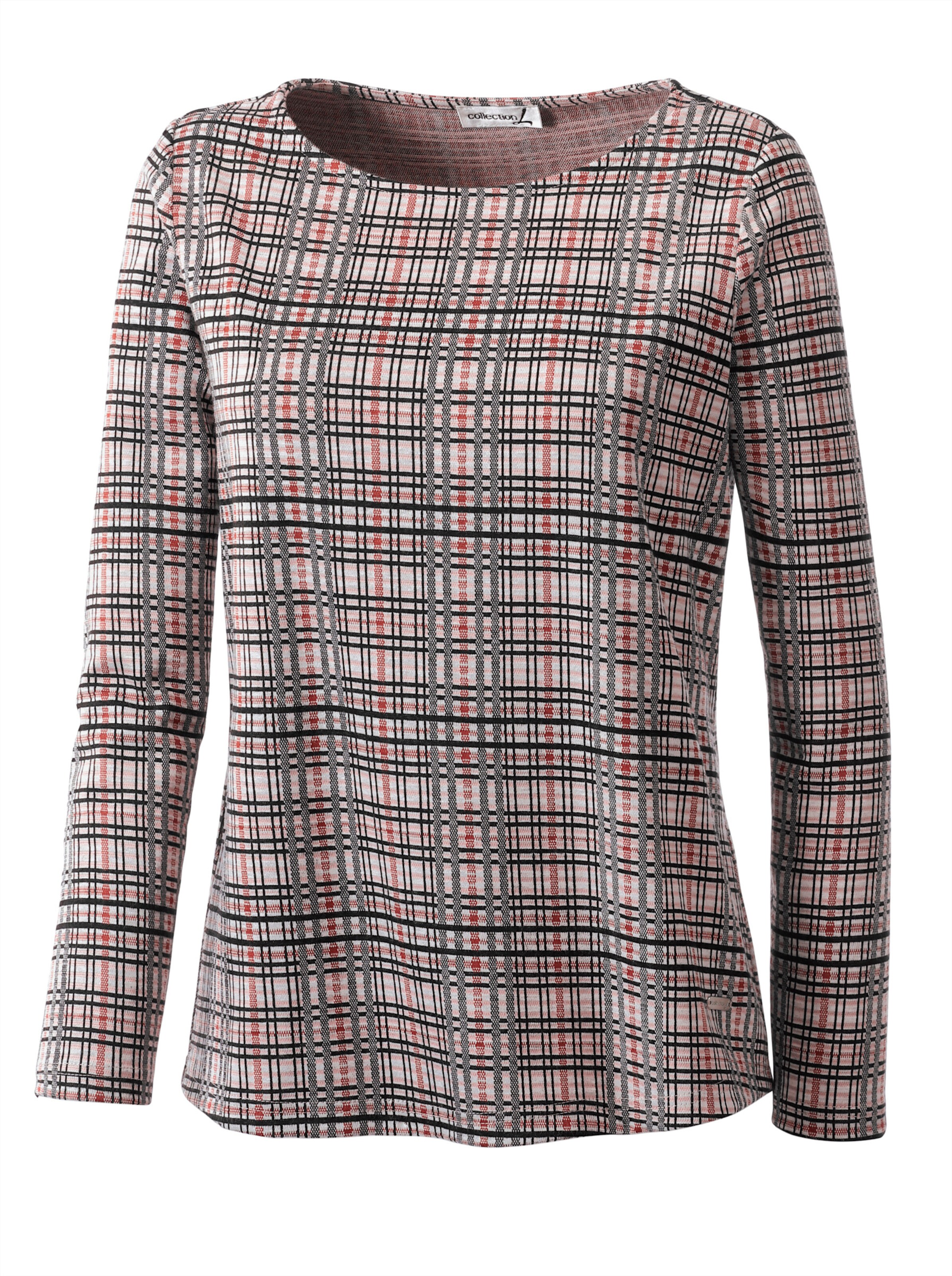Langarmshirt in rosé-kariert