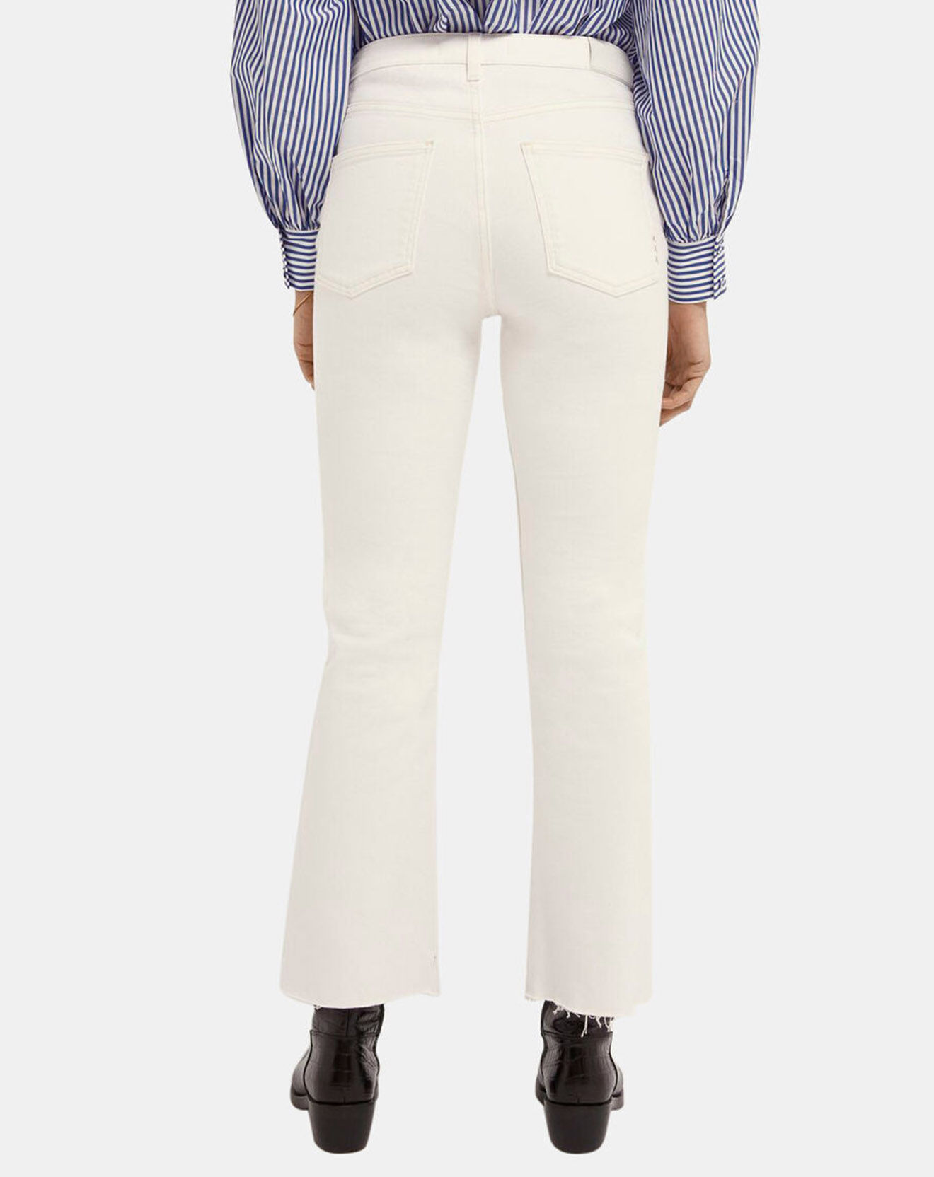 Scotch & Soda Jean Taille haute Flare Crop blanc