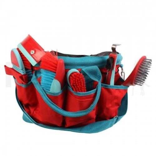 Bolsa de luxo para cuidados com cavalos, cor melão/azul claro