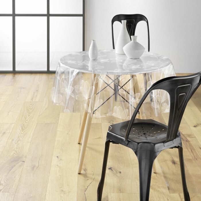 NAPPE CRISTAL RONDE D.140CM PVC IMPRIME 14 100E DANELA BLANC