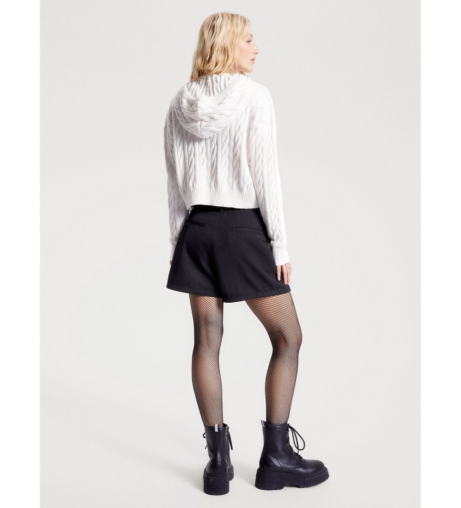Moletom com capuz Tommy Jeans Cable Knit, branco