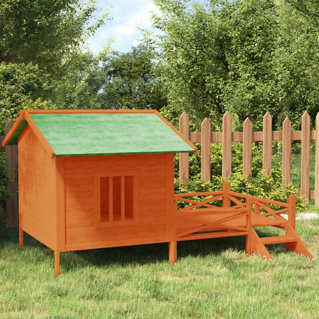 vidaXL Hondenhok Bruin 159x120x88,5 cm Dennenhout