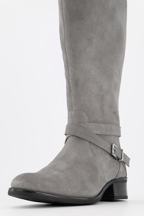 Stiefel, XL-Schaft, Veloursleder, Weite H