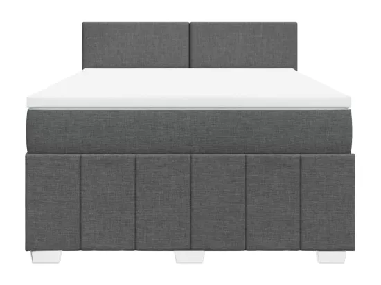Sommier à lattes de lit avec matelas Gris foncé 140x190cm Tissu